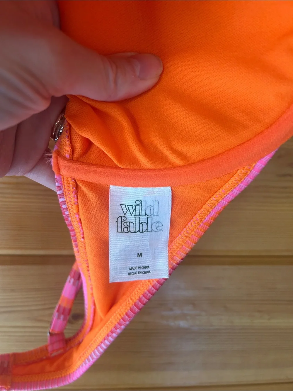 wild fable Pink & Orange Striped Underwire Bikini Top